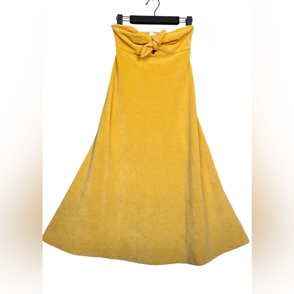 ❌SOLD❌Zimmermann Jeannie Terry Strapless Mustard Cotton-Blend Midi Dress Size XS - Picture 13 of 16